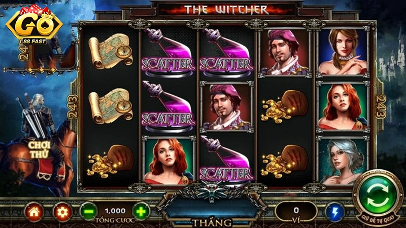 Trong game the Witcher, nếu người chơi mới có đủ 3 biểu tượng Wild, họ sẽ nhận được 8 vòng quay miễn phí