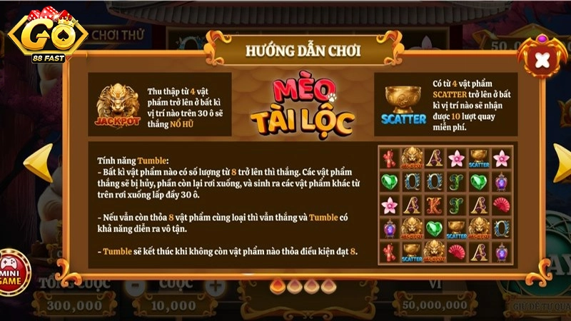 Vòng quay miễn phí trong game Mèo tài lộc Go88